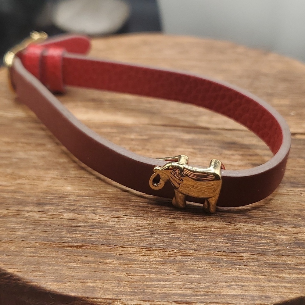 B2803 leather keepsake elephant charm buckle bracelet‎